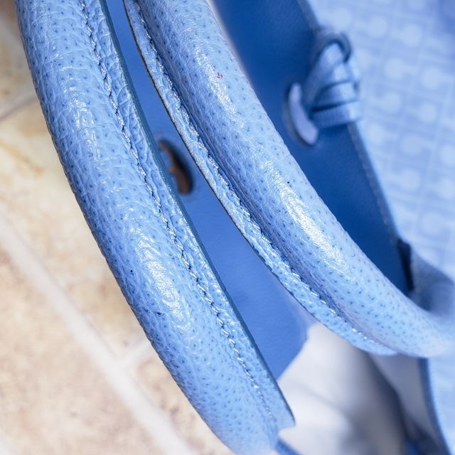 ゲラルディーニ ☆ ソフティ レザーコンビ トートバッグ イタリア製 ブルー