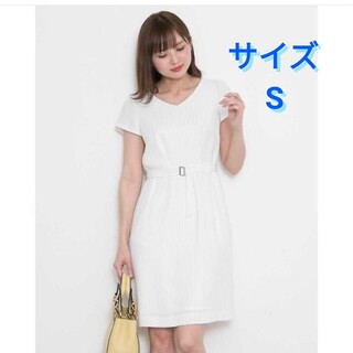 プロポーションボディドレッシング(PROPORTION BODY DRESSING)のプロポーションボディドレッシング Vネック ホワイト ストライプ ワンピース(ひざ丈ワンピース)