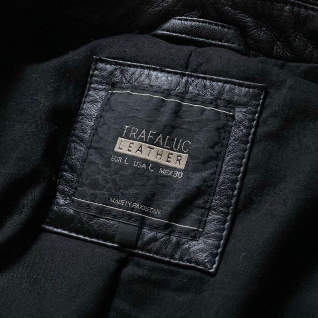 ZARA(ザラ)のZARA　本革　羊革　ダブルライダースジャケット　大きいサイズ　黒　US L レディースのジャケット/アウター(ライダースジャケット)の商品写真