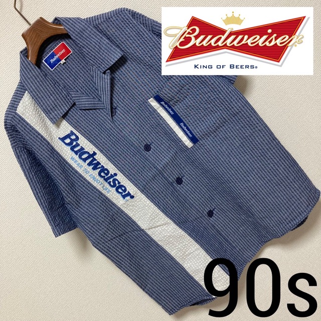 90s Vintage■Budweiser バドワイザー■オープンカラー シャツ