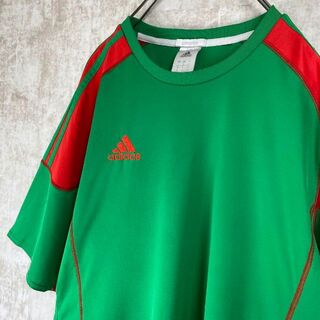 アディダス(adidas)の古着 アディダス Tシャツ ゲームシャツ サッカー メキシコカラー 緑赤 2XO(Tシャツ/カットソー(半袖/袖なし))