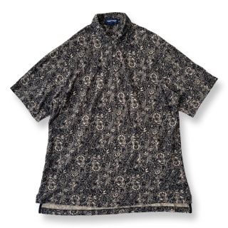 ポロラルフローレン(POLO RALPH LAUREN)の【90s】ポロゴルフ ラルフローレン リネン混 半袖ポロシャツ XL 黒 花柄(ポロシャツ)