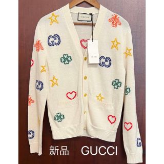 グッチ(Gucci)の【新品】GUCCI グッチ 総柄刺繍金ボタンカーディガン(カーディガン)