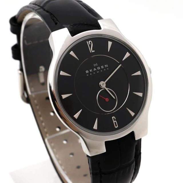 SKAGEN(スカーゲン)の《一点物》SKAGEN 腕時計 ブラック レザー クォーツ ラウンド メンズの時計(腕時計(アナログ))の商品写真