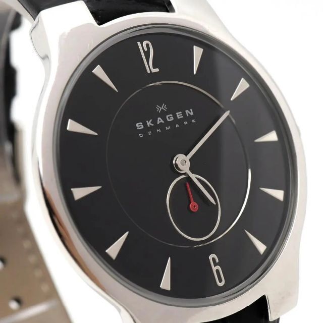 SKAGEN(スカーゲン)の《一点物》SKAGEN 腕時計 ブラック レザー クォーツ ラウンド メンズの時計(腕時計(アナログ))の商品写真