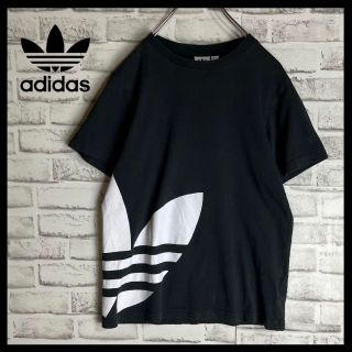 アディダス(adidas)の【希少デザイン ビッグロゴ】アディダス⭐︎トレフォイルロゴTシャツ　黒　M186(Tシャツ/カットソー)