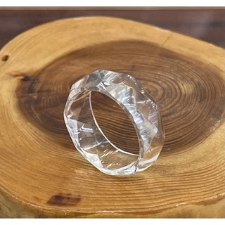 厳選　ガネッシュヒマール産ヒマラヤ水晶　くりぬきリング16号　手作り カット(リング(指輪))