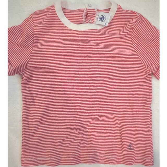 PETIT BATEAU(プチバトー)のプチバトーPETIT BATEAU赤ボーダー柄Tシャツ キッズ/ベビー/マタニティのベビー服(~85cm)(Ｔシャツ)の商品写真