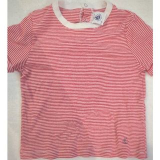 プチバトー(PETIT BATEAU)のプチバトーPETIT BATEAU赤ボーダー柄Tシャツ(Ｔシャツ)