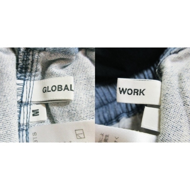GLOBAL WORK(グローバルワーク)のグローバルワーク パンツ イージー ワイド アンクル 麻混 M 青 ブルー レディースのパンツ(その他)の商品写真