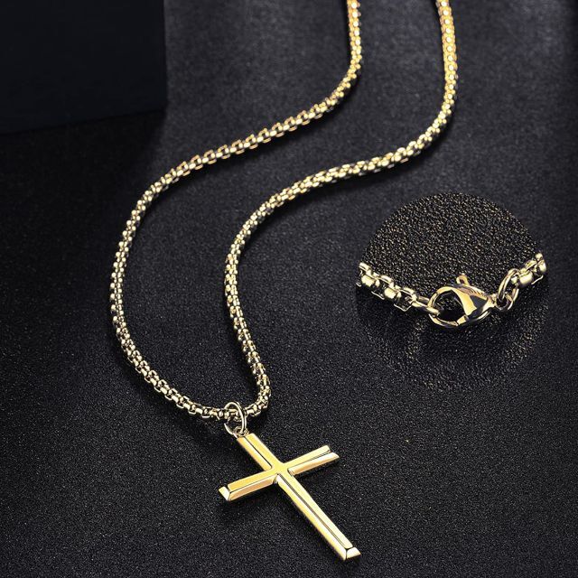 ネックレス　イエロー　十字架　クロス　アクセサリー　シルバー　メンズ
