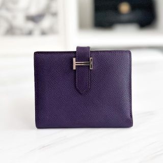 エルメス(Hermes)の美品☆　エルメス　ベアン　コンパクト　パープル　エプソン　□N刻印(財布)