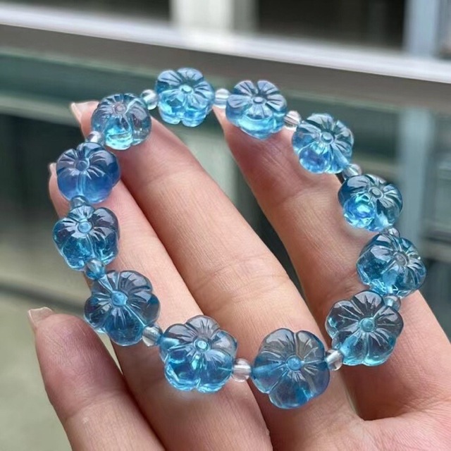 天然】アクアマリン ブレスレット 13mm - アクセサリー 天然】アクアマリン ブレスレット 13mm - アクセサリー