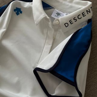 デサント(DESCENTE)のDESCENTE  GOLF  ゴルフフレンチスリーブシャツ　ネイビーブルー(ウエア)