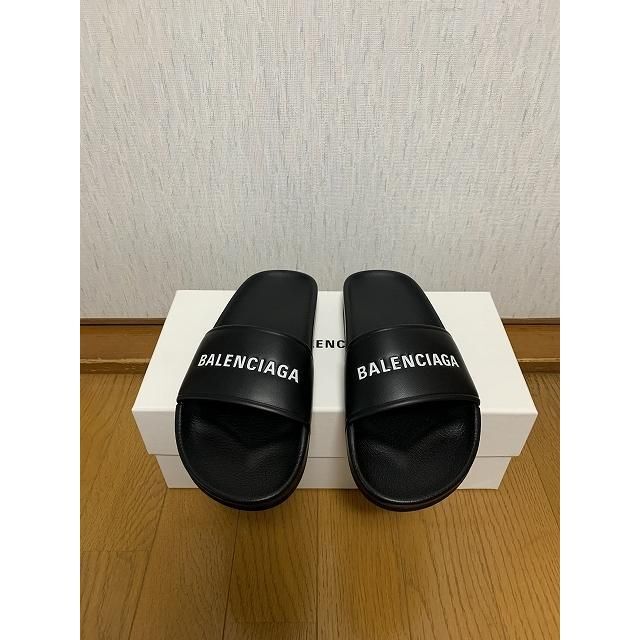 新品 BALENCIAGA ロゴ レザー サンダル38-