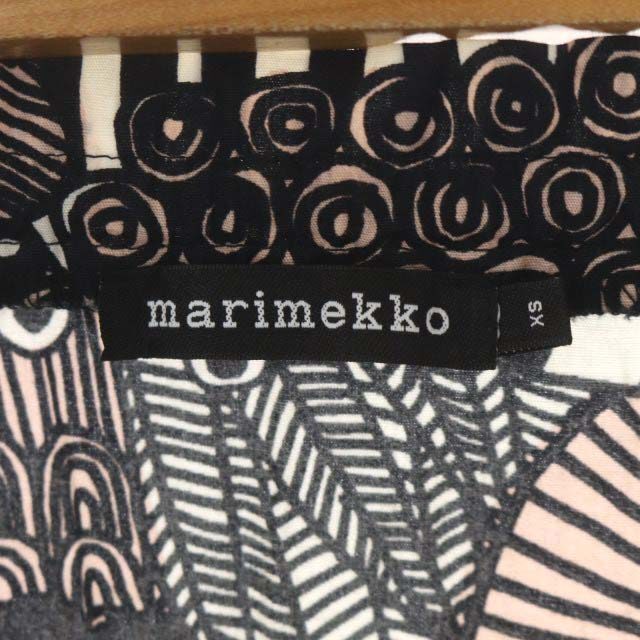 marimekko(マリメッコ)のマリメッコ 総柄フレアスカート 膝丈 ギャザー XS ピンク 黒 オフホワイト レディースのスカート(ひざ丈スカート)の商品写真