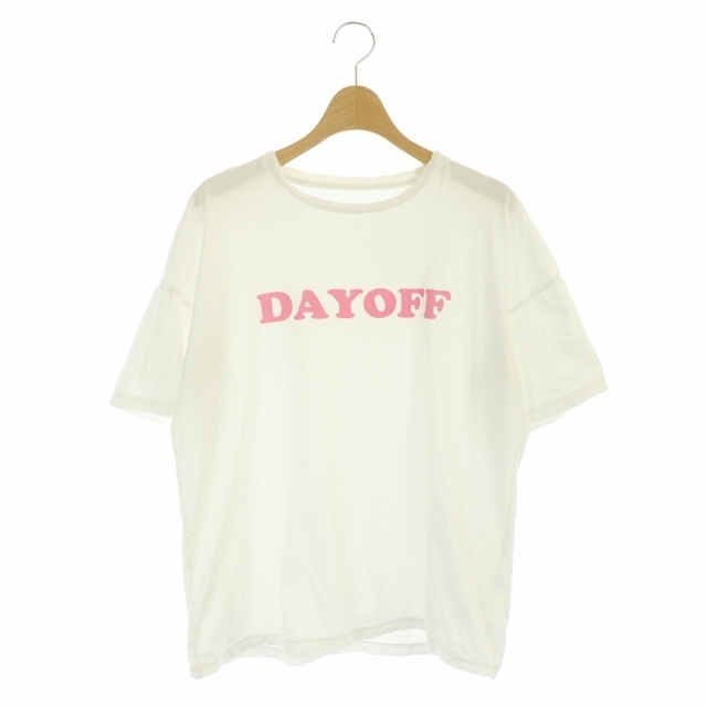 other(アザー)のオブリ Dayoff Tシャツ カットソー 半袖 ロゴ F 白 ホワイト ピンク レディースのトップス(Tシャツ(半袖/袖なし))の商品写真