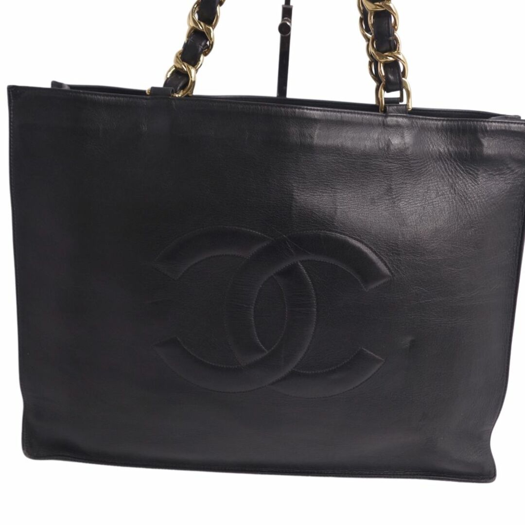 Vintage シャネル CHANEL バッグ トートバッグ ショルダーバッグ ココマーク チェーン ラムスキン カバン 鞄 レディース ブラック