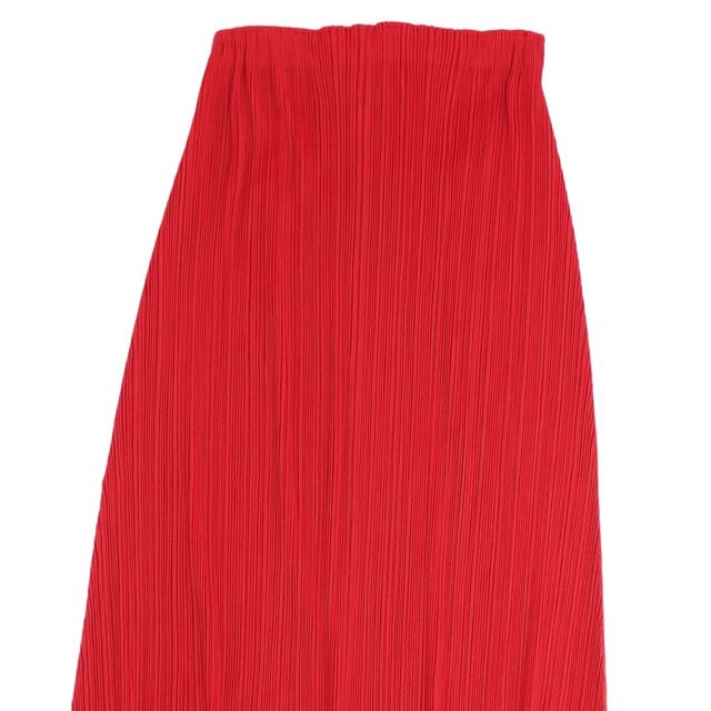 美品 プリーツプリーズ イッセイミヤケ PLEATS PLEASE スカート ロング丈 無地 プリーツ ボトムス レディース 3(L相当) レッド