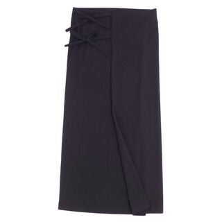 ヨウジヤマモト(Yohji Yamamoto)の美品 ヨウジヤマモト Yohji Yamamoto スカート ロング丈 ウール100％ 無地 FF-S14-100 ボトムス レディース SS ブラック(ひざ丈スカート)