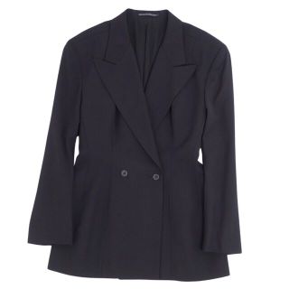 ヨウジヤマモト(Yohji Yamamoto)の美品 ヨウジヤマモト Yohji Yamamoto ジャケット テーラード ウール 無地 FF-J65-100 アウター レディース M ブラック(テーラードジャケット)