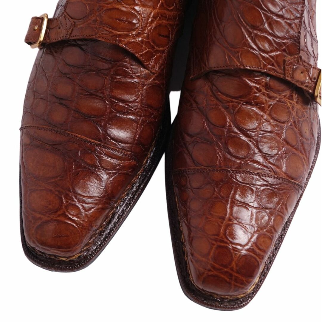 美品 メルミン MEERMIN レザーシューズ ビジネスシューズ クロコダイル ワニ革 シューズ 靴 メンズ 5 1/2(24.5cm相当) ブラウン メンズの靴/シューズ(ドレス/ビジネス)の商品写真