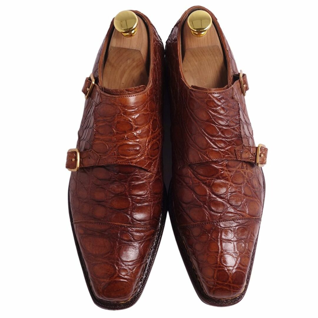 美品 メルミン MEERMIN レザーシューズ ビジネスシューズ クロコダイル ワニ革 シューズ 靴 メンズ 5 1/2(24.5cm相当) ブラウン メンズの靴/シューズ(ドレス/ビジネス)の商品写真