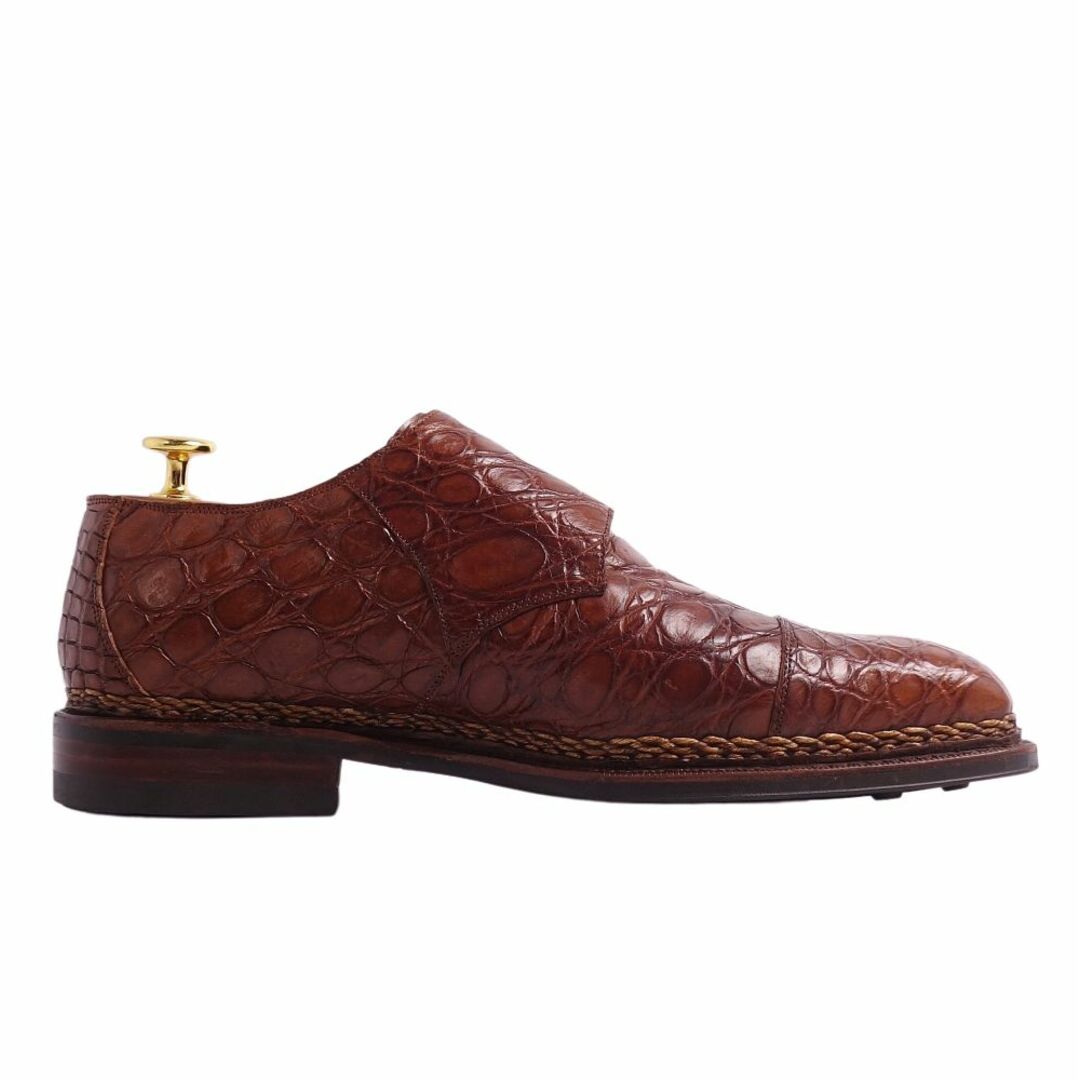 美品 メルミン MEERMIN レザーシューズ ビジネスシューズ クロコダイル ワニ革 シューズ 靴 メンズ 5 1/2(24.5cm相当) ブラウン メンズの靴/シューズ(ドレス/ビジネス)の商品写真