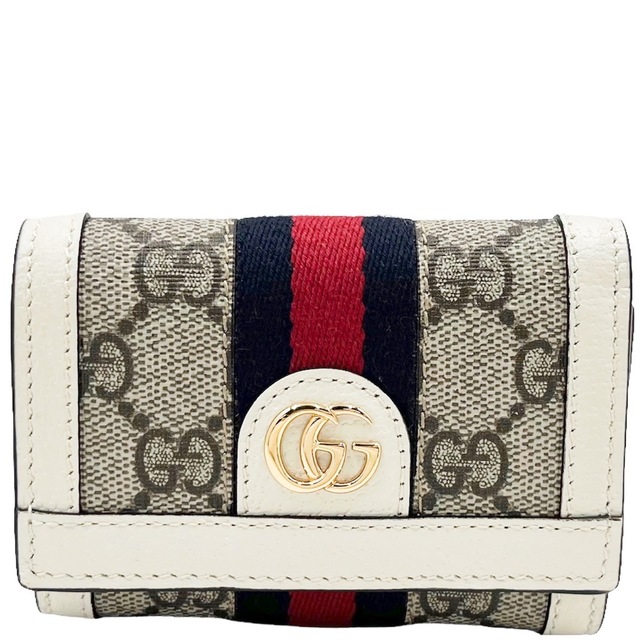 GUCCI グッチ GGスプリーム シェリーライン 折り財布 ホワイト