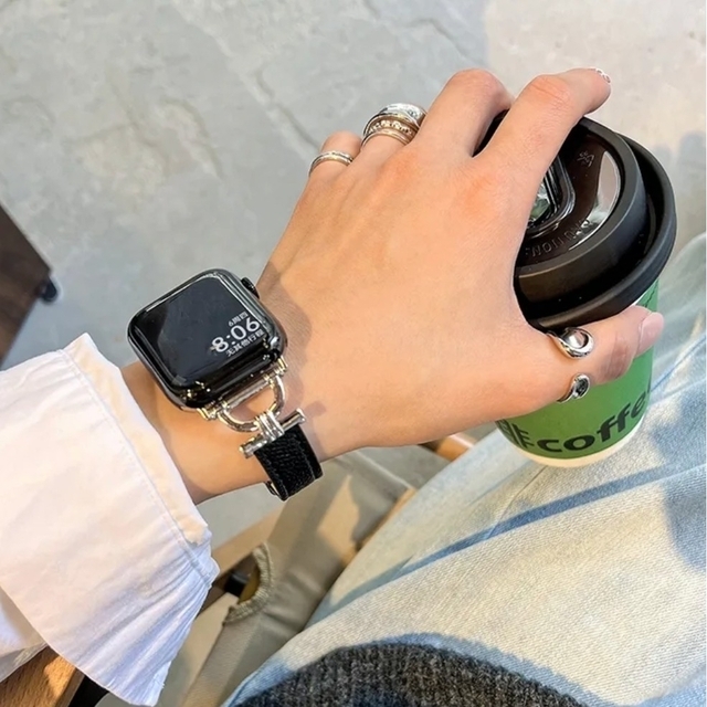 Apple Watch - アップルウォッチ スリム ブラック レザー バンド