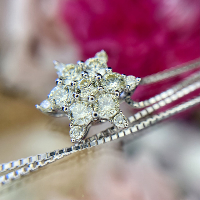 ゴッホ 星月夜 天然無処理 ダイヤモンド ネックレス 計0.51ct K18WG