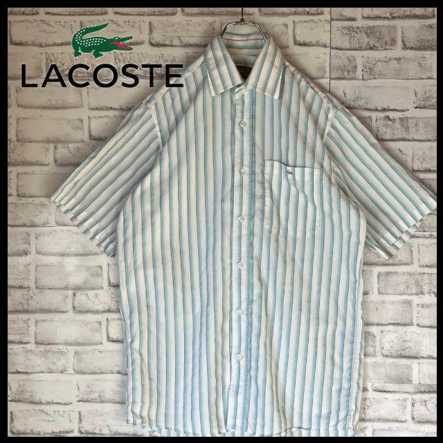 LACOSTE(ラコステ)の【希少レア銀タグ】ラコステ⭐︎ストライプ半袖シャツ　入手困難　銀ワニ　M83 メンズのトップス(シャツ)の商品写真