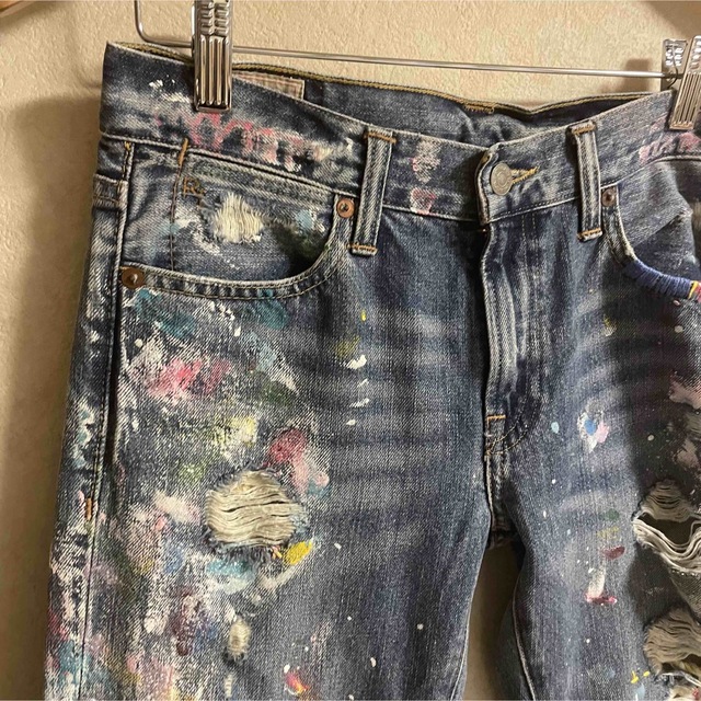 POLO RALPH LAUREN ダメージ加工 ペイントジーンズ サイズ25