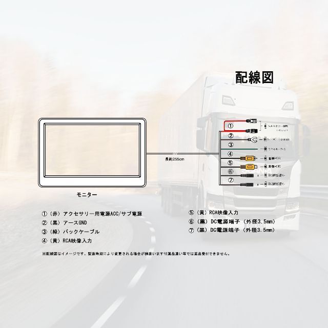 7インチ液晶モニター ディスプレイ小型モニター バックカメラ付き 12V/24V