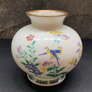 ノリタケ スタジオコレクション 花瓶 フラワーベース 鳥 花 金彩
