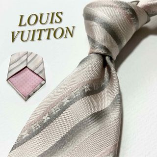 ルイヴィトン(LOUIS VUITTON)の【美品】ルイヴィトン ネクタイ モノグラム×ストライプ シルク イタリア製(ネクタイ)