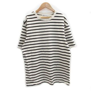 ザラ(ZARA)のザラ Tシャツ カットソー 半袖 ラウンドネック ボーダー柄 L ベージュ(Tシャツ/カットソー(半袖/袖なし))