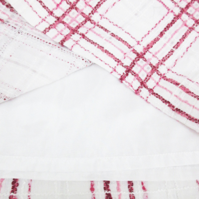 ef-de(エフデ)のエフデ 台形スカート ひざ丈 チェック柄 9 白 赤 ホワイト /FF24 レディースのスカート(ひざ丈スカート)の商品写真