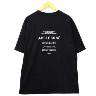 アップルバム クルーネック プリント 半袖 Tシャツ XL BLACK
