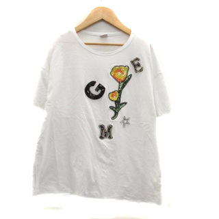 ザラ(ZARA)のザラ Tシャツ カットソー ラウンドネック 半袖 ビーズ S オフホワイト(Tシャツ(半袖/袖なし))