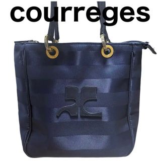 ☆良品☆ courreges クレージュ ストライプ柄 ハンドバッグ