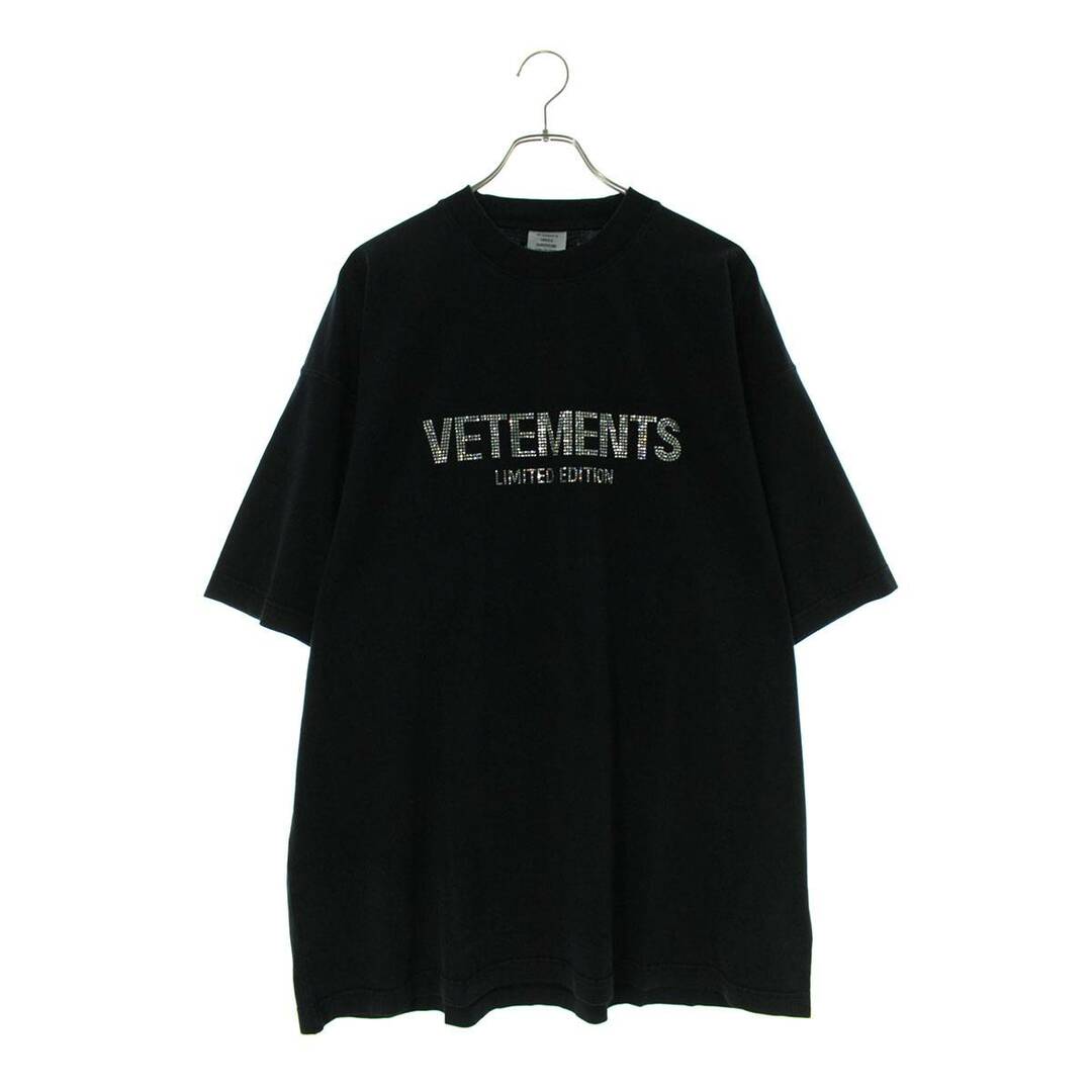 VETEMENTS - ヴェトモン 23AW UE54TR180B BLACK クリスタルロゴTシャツ