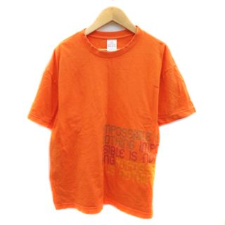 アディダス(adidas)のアディダス Tシャツ カットソー 半袖 ラウンドネック プリント M オレンジ(Tシャツ/カットソー(半袖/袖なし))