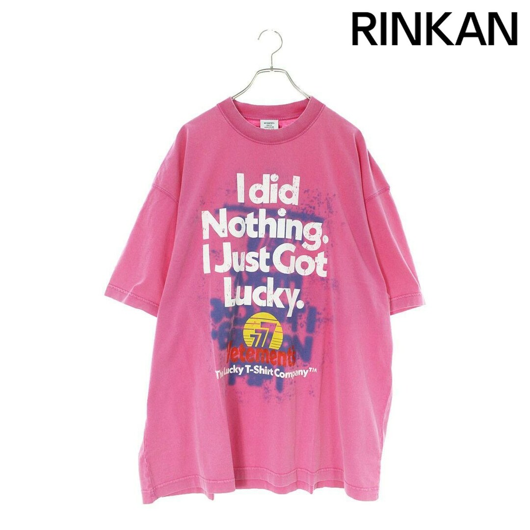 ヴェトモン  23AW  UE54TR390H WASHEDHOTPINK IGOTLUCKYプリントTシャツ  メンズ S