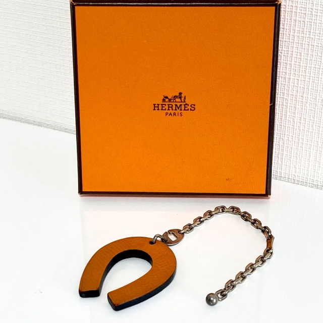 HERMES エルメス ホースシュー チャーム オレンジ グレー 極美品☆