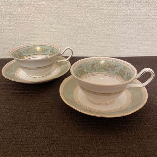 ウェッジウッド(WEDGWOOD)のウェッジウッド　コロンビア　セージグリーン　ピオニー　カップ&ソーサー(グラス/カップ)