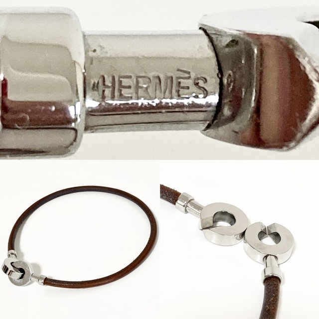 HERMES エルメス チョーカー ブラウン 茶色 シルバー