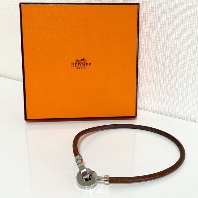 レディースHERMES エルメス チョーカー ブラウン 茶色 シルバー