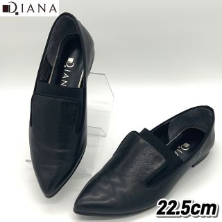 ダイアナ(DIANA)の【極美品】DIANA フラット パンプス レザー ゴア 22.5cm 黒(ハイヒール/パンプス)