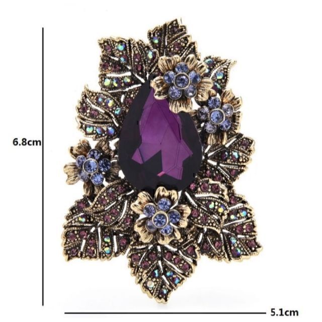 レトロブローチ★ペンダントトップの２役❤大粒クリスタル・ラインストーン